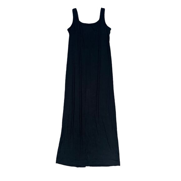 Vintage Alex Evenings Long Black Sleeveless Maxi Dress Slit Back Textured Sz 18 - Picture 1 of 10